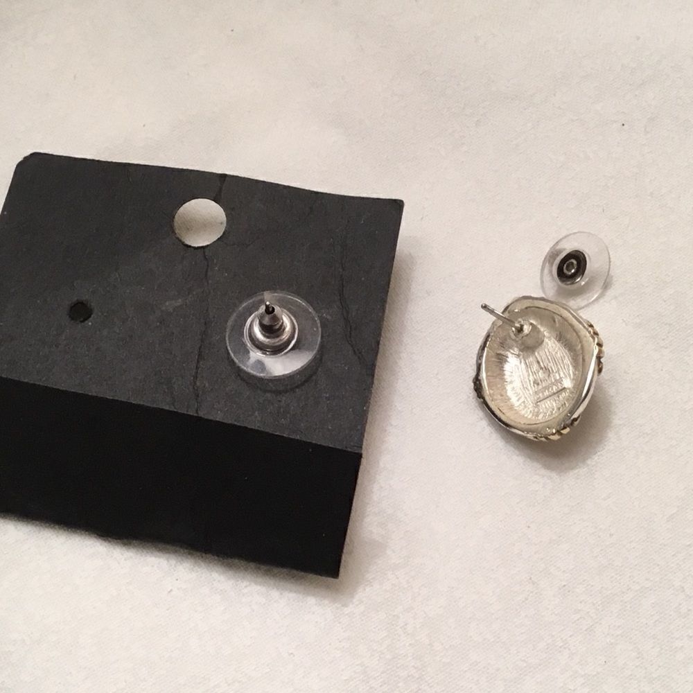 Roman Brand Silvertone and Goldtone Earrings - Picture 5 of 7